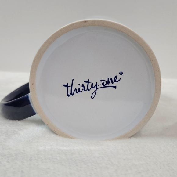 THIRTY-ONE Hello Happy Sip White Navy Blue Ceramic Coffee Cup Mug 12 Oz - Picture 9 of 9